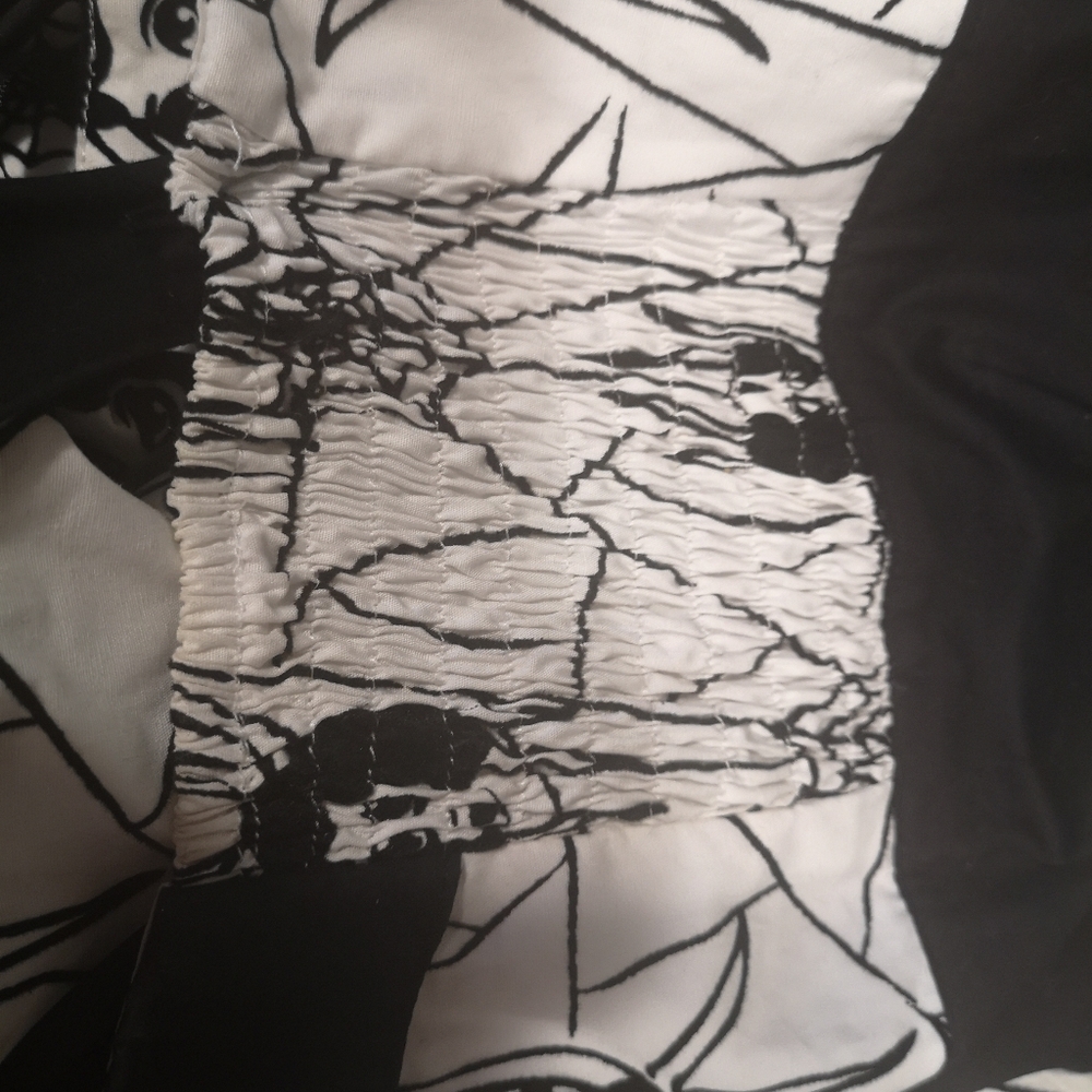 Black & White Spider Web Print Fit-and-Flare Dress - Picture 6 of 7